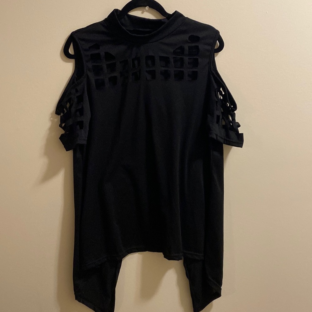 XXXL Zanzea black cold shoulder top